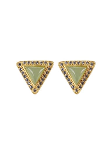 925 Sterling Silver Jade Triangle Minimalist Stud Earring