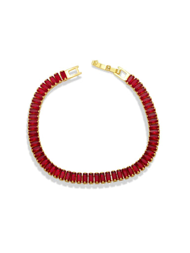 red Brass Cubic Zirconia Geometric Minimalist Bracelet
