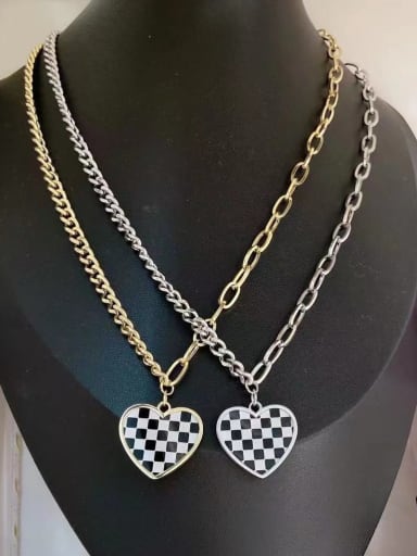 Titanium Steel Enamel Heart Vintage Necklace