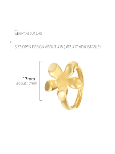 RS1077  Gold 925 Sterling Silver Flower Minimalist Band Ring