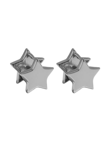 White gold [large] 925 Sterling Silver Star Vintage Stud Earring
