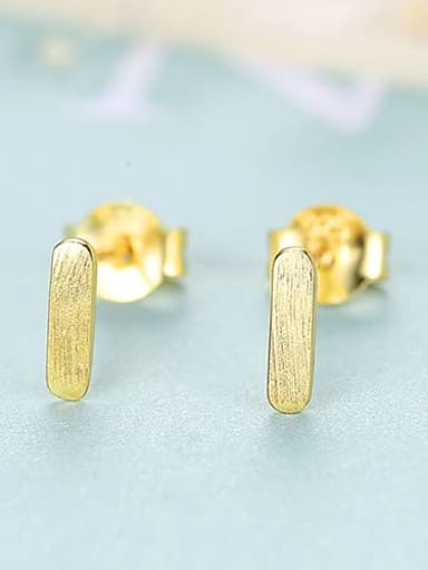Golden 24F06 925 Sterling Silver Smooth Square Minimalist Stud Earring