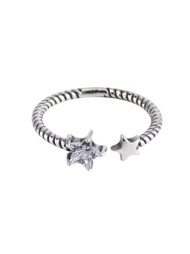 925 Sterling Silver Cubic Zirconia Star Vintage Band Ring