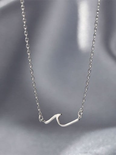 925 Sterling Silver Irregular Line  Minimalist Necklace