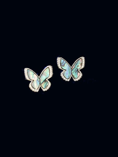 Brass Shell Butterfly Trend Stud Earring