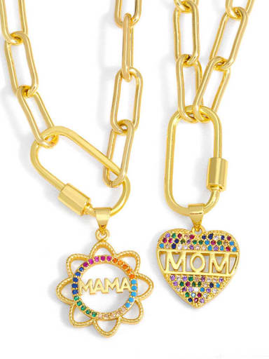 Brass Cubic Zirconia  Minimalist Letter Heart Pendant Necklace