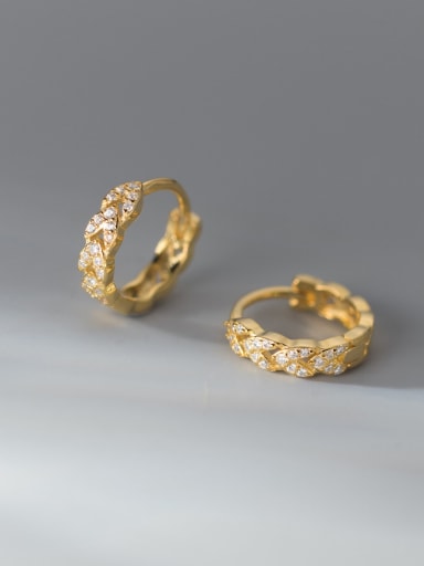 gold 925 Sterling Silver Cubic Zirconia Geometric Dainty Huggie Earring