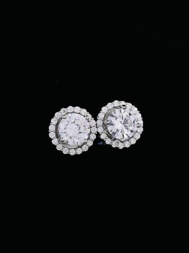 white Brass Cubic Zirconia Round Luxury Cluster Earring