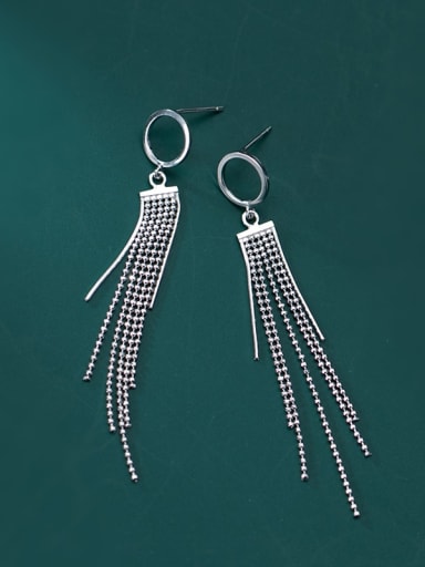925 Sterling Silver Bead Tassel Trend Threader Earring
