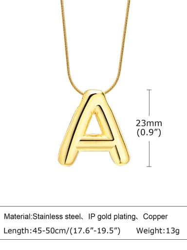 letter A  Long 40 +5CM Stainless steel Minimalist 26 Letter Pendant