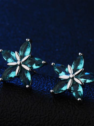 Copper Glass stone Star Luxury Stud Earring