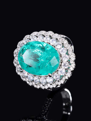 Emerald ring Brass Cubic Zirconia Oval Luxury Cocktail Ring