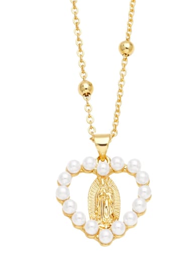 B Brass Imitation Pearl Cross Trend Regligious Necklace