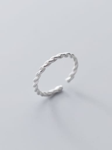 925 Sterling Silver Twist   Geometric Minimalist Band Ring