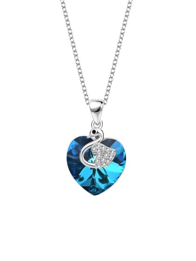 JYTZ 017 Necklace (Gradient Blue) 925 Sterling Silver Austrian Crystal Heart Classic Necklace