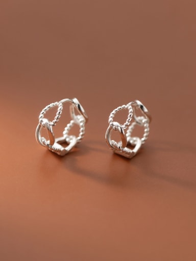 925 Sterling Silver Hollow Twist  Geometric Minimalist Huggie Earring