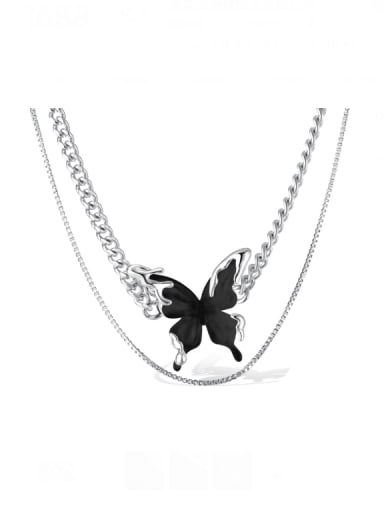 Stainless steel Acrylic Butterfly Hip Hop Multi Strand Necklace