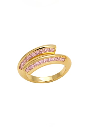 Pink Brass Cubic Zirconia Geometric Minimalist Stackable Ring