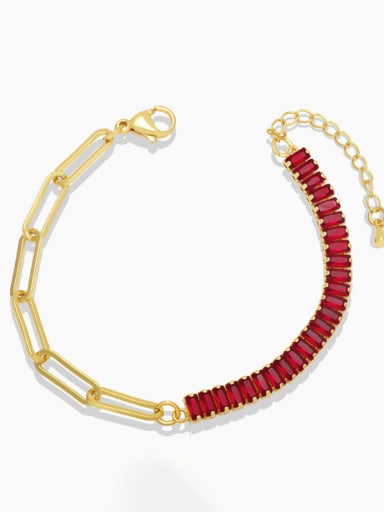 red Brass Cubic Zirconia Geometric Hip Hop Bracelet