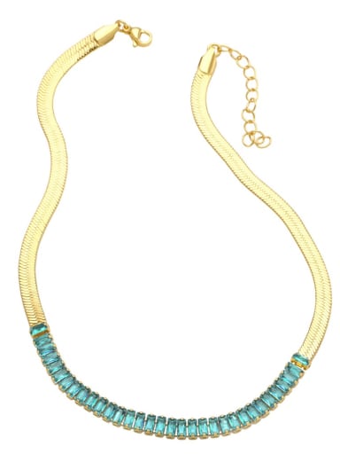 Light blue Brass Cubic Zirconia Geometric Vintage Necklace