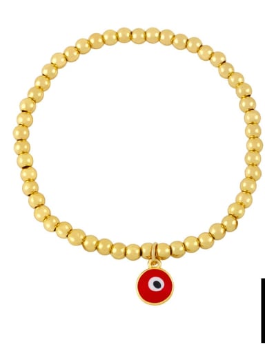 D (red eyes) Brass Bead Enamel Flower Hip Hop Beaded Bracelet