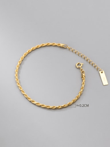 gold 925 Sterling Silver Irregular Minimalist Twist Chain  Bracelet