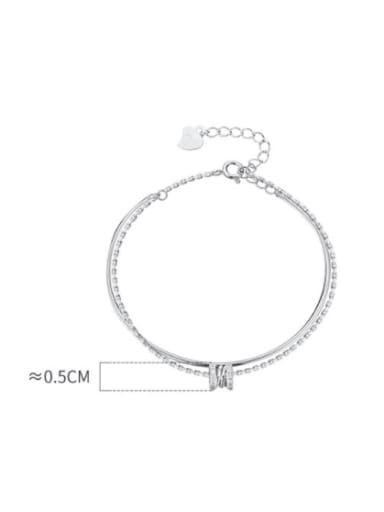 925 Sterling Silver Cubic Zirconia Round Minimalist Strand Bracelet