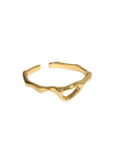 Gold [14 adjustable] 925 Sterling Silver Irregular Minimalist Band Ring