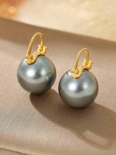 925 Sterling Silver Imitation Pearl Geometric Minimalist Stud Earring