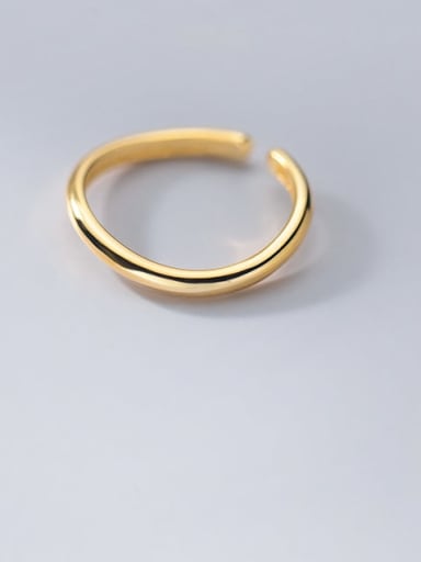 gold 925 Sterling Silver Round Minimalist Band Ring