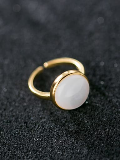 custom 925 Sterling Silver With Gold Plated Simple Round Free Size Ring