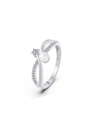 platinum:1.83g 925 Sterling Silver Cubic Zirconia Irregular Dainty Stackable Ring