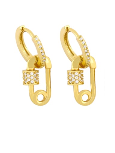 Pin Brass Cubic Zirconia Crown Vintage Huggie Earring