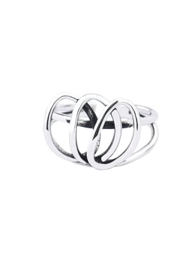 925 Sterling Silver Geometric Vintage Double circle Stackable Ring