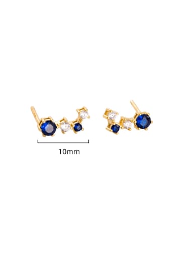 ES2004 [Gold] 925 Sterling Silver Cubic Zirconia Irregular Dainty Stud Earring