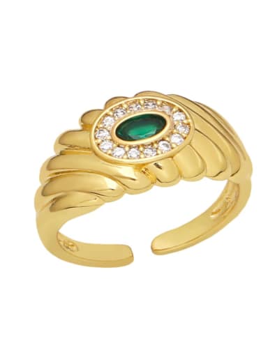 green Brass Cubic Zirconia Evil Eye Vintage Band Ring