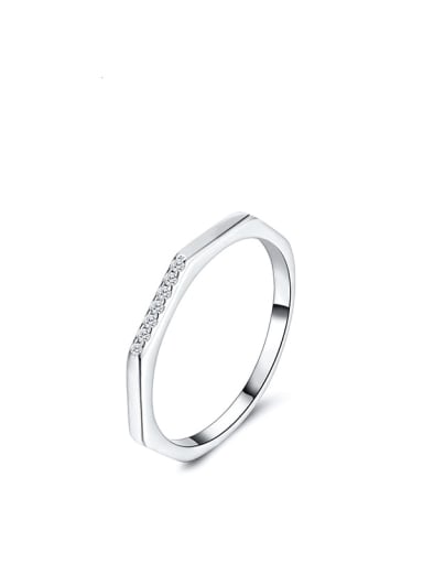 silver 925 Sterling Silver Cubic Zirconia Geometric Minimalist Band Ring