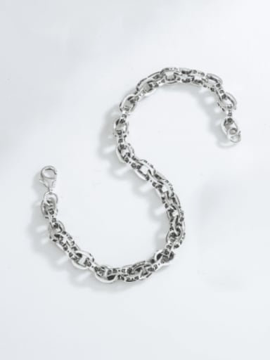 925 Sterling Silver Geometric  Chain Vintage Link Bracelet