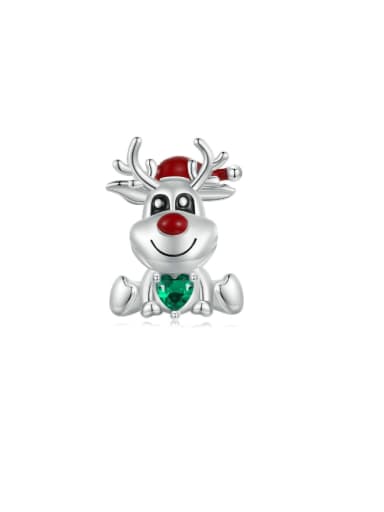 925 Sterling Silver Enamel Trend Christmas Elk DIY Pendant