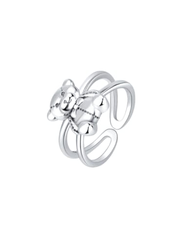 custom 925 Sterling Silver Bear Cute Stackable Ring