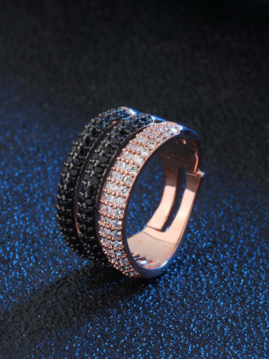 black black rose Brass Cubic Zirconia Geometric Luxury Stackable Ring
