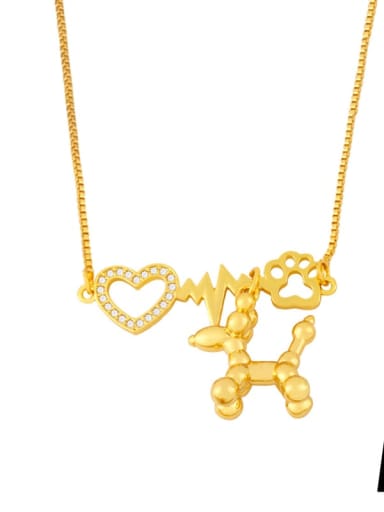 Brass Cubic Zirconia Heart Cute Necklace