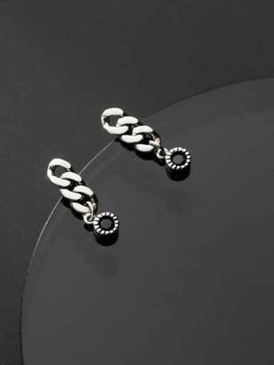 925 Sterling Silver Cubic Zirconia Geometric Chain  Vintage Drop Earring