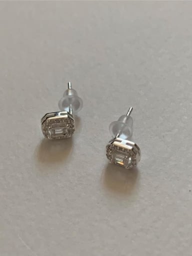 custom 925 Sterling Silver Cubic Zirconia Rectangle Luxury Stud Earring