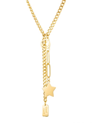 Titanium Star Minimalist Lariat Necklace