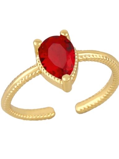 red Brass Cubic Zirconia Water Drop Vintage Band Ring