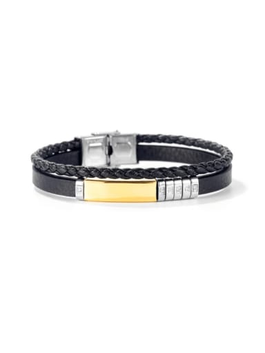 Stainless steel Artificial Leather Weave Vintage Wristband Bracelet