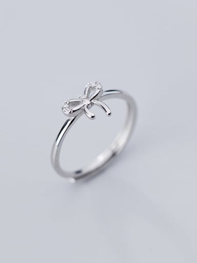 925 Sterling Silver Cubic Zirconia Bowknot Cute Band Ring