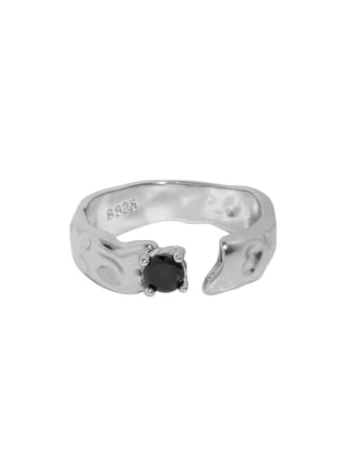 Platinum [14 adjustable] 925 Sterling Silver Cubic Zirconia Irregular Vintage Band Ring