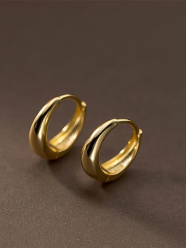 Gold 14mm 925 Sterling Silver Geometric Minimalist Huggie Earring